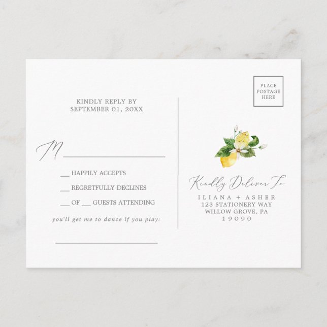 Carte postale RSVP pour chanson de jardin de citro (Dos)