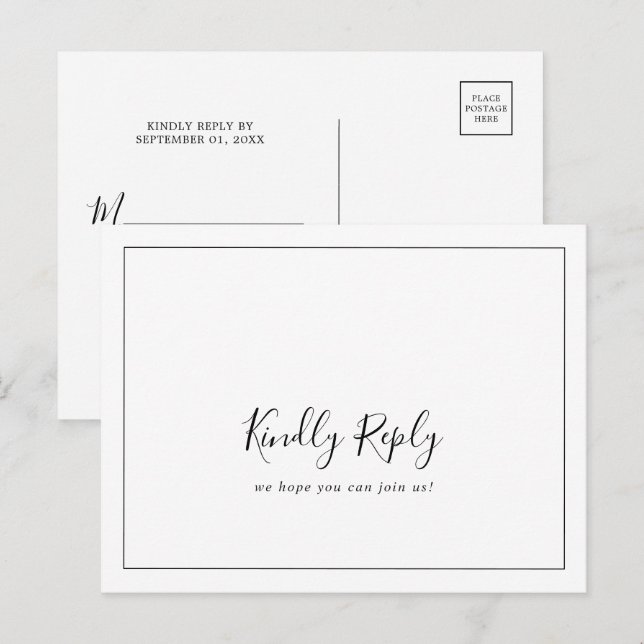Carte postale RSVP pour demande de chanson minimal (Devant / Derrière)