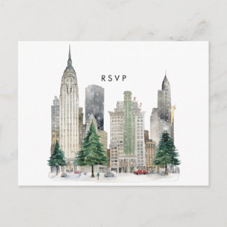 Carte postale rsvp pour les vacances d'hiver à New