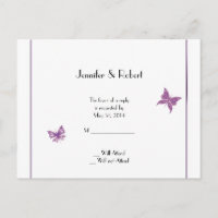 Carte postale RSVP pour mariage cardiaque papillon