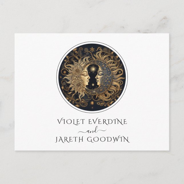 Carte postale RSVP pour mariage céleste (Devant)