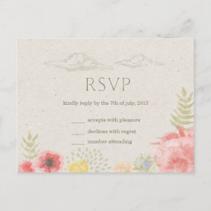 Carte postale RSVP pour mariage d'été dans le pré