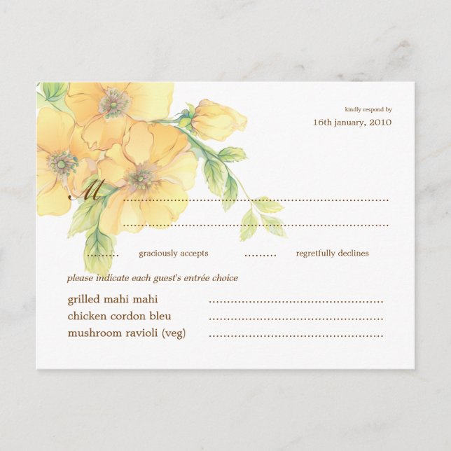 Carte postale RSVP pour réponse Mariage de fleurs  (Devant)