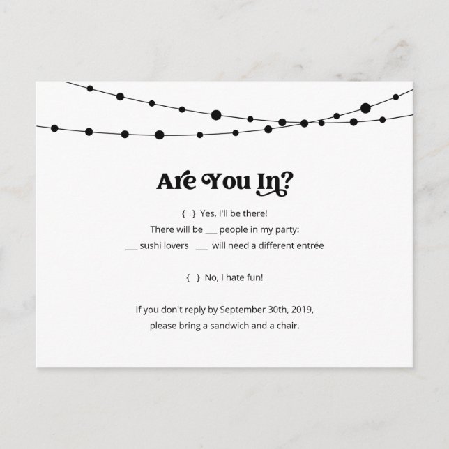 Carte postale RSVP pour Sushi Funky & Fun - Kraft (Devant)