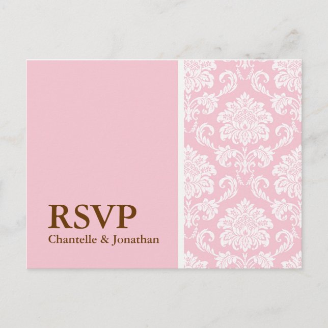 Carte postale RSVP rose Damas (Devant)