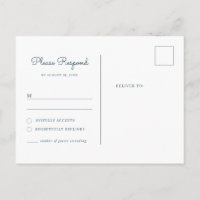 Carte postale rsvp rose et bleu Watercolor