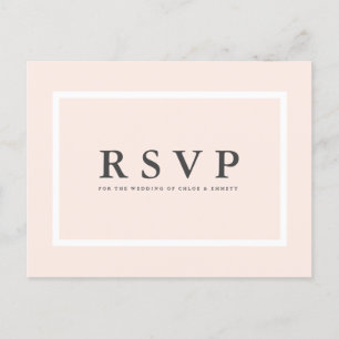 Carte postale RSVP rose pâle avec options de repas