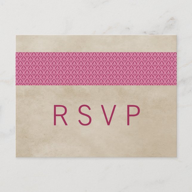Carte postale RSVP rose Russe Damask (Devant)