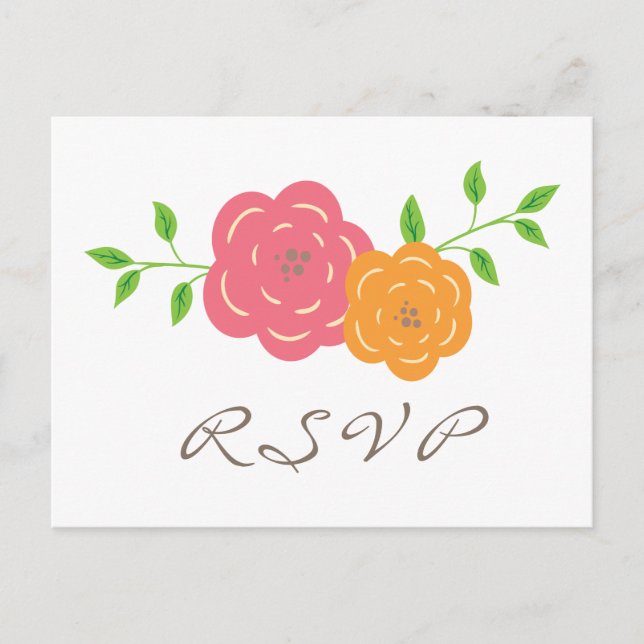Carte postale RSVP rouge orange en fleur (Devant)
