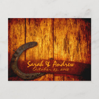 Carte postale RSVP Rustic Horseshoe Wedding