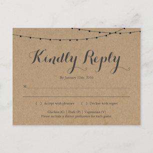 Carte postale RSVP   Rustique Kraft