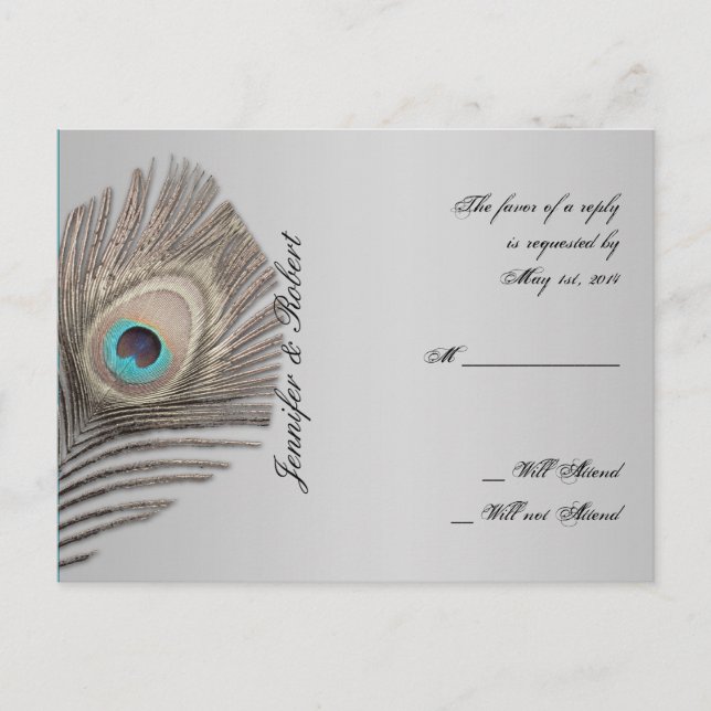 Carte postale RSVP Silver Elegance Peacock (Devant)
