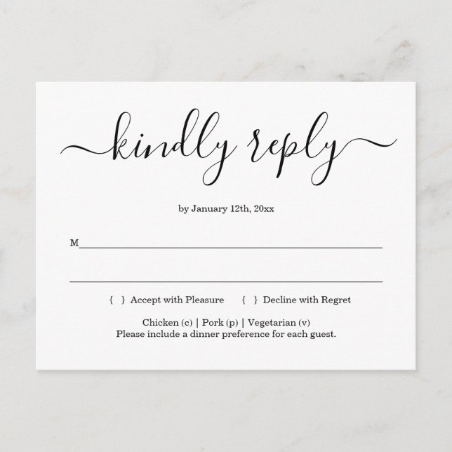 Carte postale RSVP - Simple (Devant)