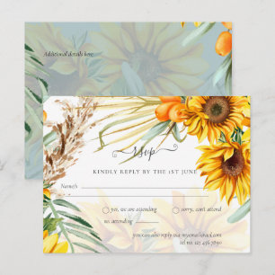 Carte Postale RSVP Sunflowers Pampas Grass Sage Mariage