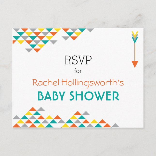 Carte postale RSVP Trendy Tribal & Arrow Baby show (Devant)