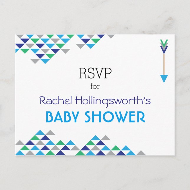 Carte postale RSVP Tribal & Arrow Baby Boy Shoy (Devant)
