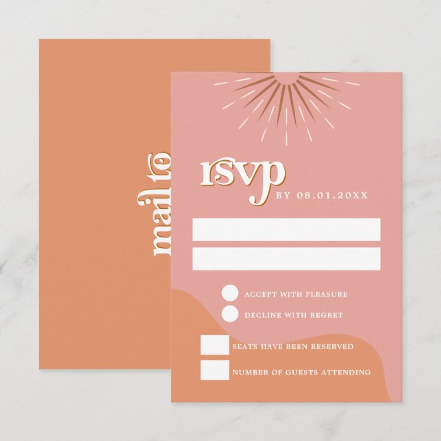 Carte postale RSVP TRIXIE Retro Pink et Orange 70' (Devant / Derrière)