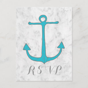 Carte postale RSVP Turquoise Rustic Ancre Wedding