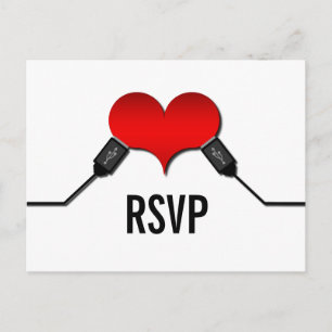 Carte postale RSVP USB Love Connection, rouge