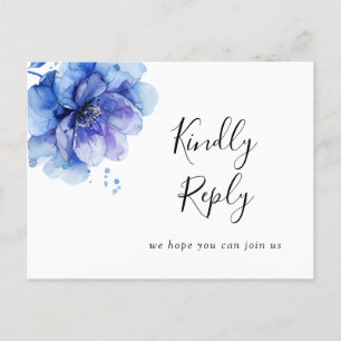 Carte postale RSVP Watercolor Blue Floral Song Req