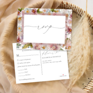 Carte postale RSVP Watercolor Rose Floral Wedding