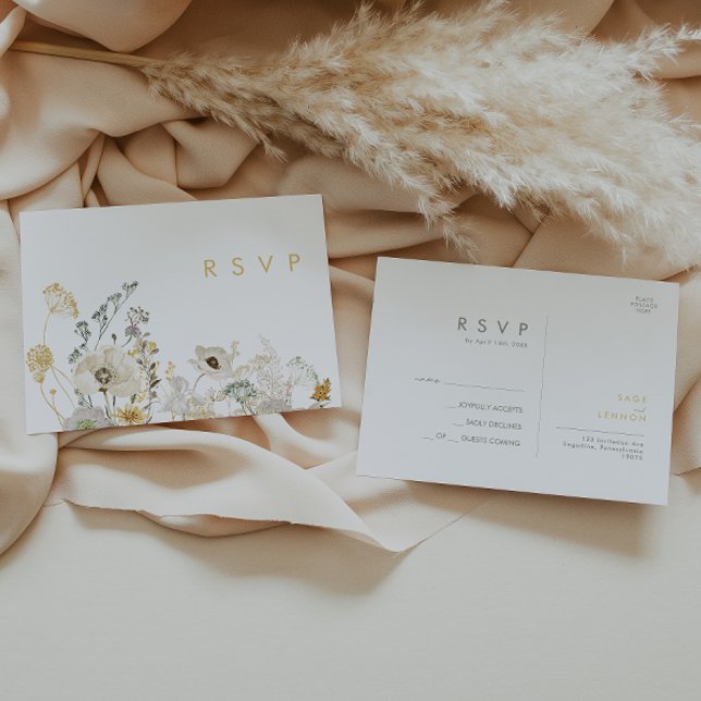 Carte postale RSVP Whimsical Fleur sauvage Wedding (Créateur téléchargé)