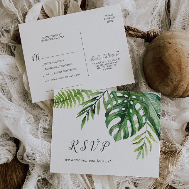 Carte postale RSVP Wild Tropical Palm Song Request (Créateur téléchargé)