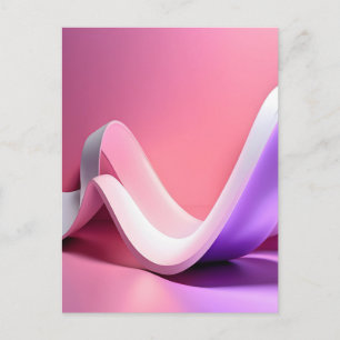 Carte Postale Ruban 3D Abstrait Rose et Violet Épuré