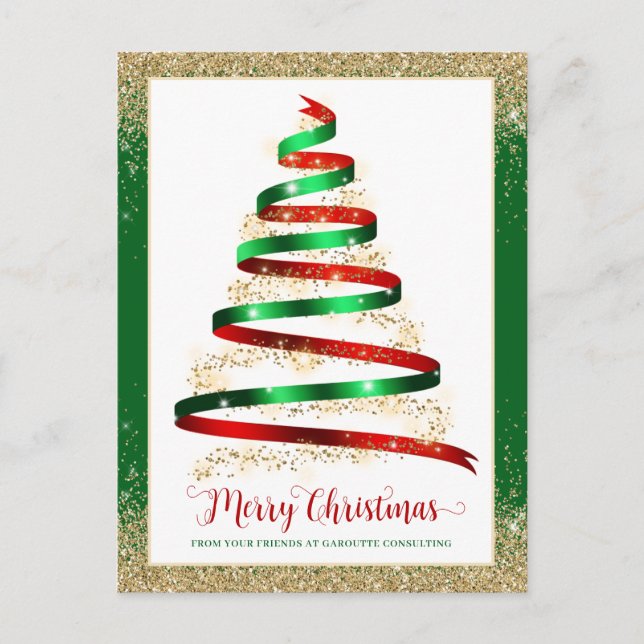 Carte Postale Ruban Arbre de Noël Entreprise Logo d'entreprise (Devant)