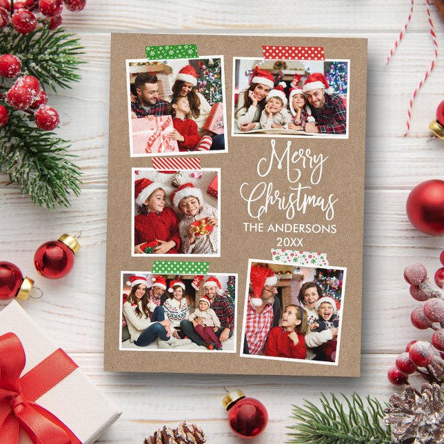 Carte Postale Ruban Craft Noël Kraft Calligraphie Amusante (Customize to change your personalized text size or text style.)