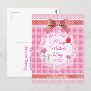 Carte Postale Ruban de dentelle Joyeuse fête des Mères