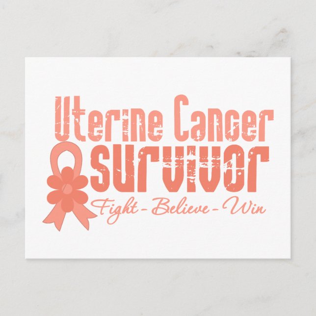 Carte Postale Ruban de la fleur du cancer utérin (Devant)