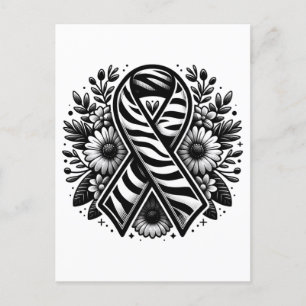 Carte Postale Ruban de sensibilisation aux maladies rares avec f