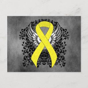 Carte Postale Ruban de sensibilisation jaune avec ailes