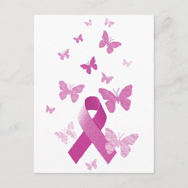 Carte Postale Ruban de sensibilisation rose (Devant)