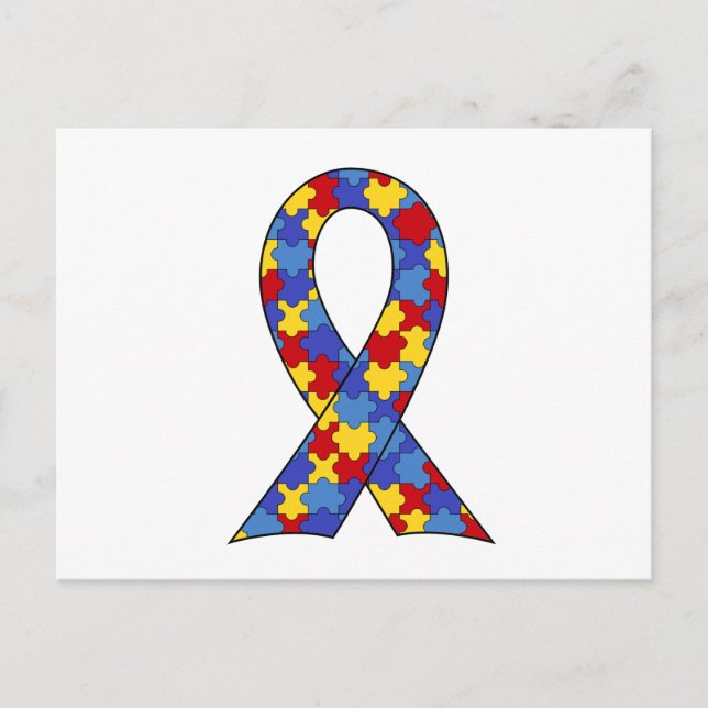Carte Postale Ruban de sensibilisation sur l'autisme (Devant)