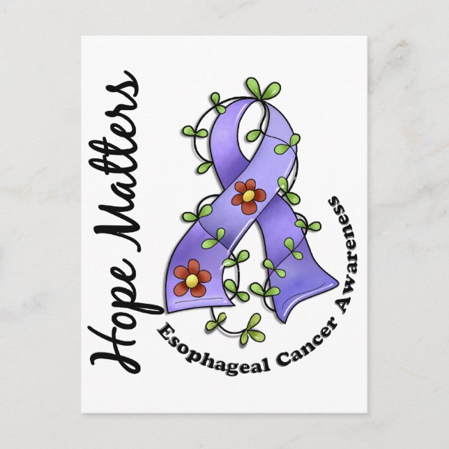 Carte Postale Ruban Fleur 4 Hope Matters Cancer de l'oesophage (Devant)