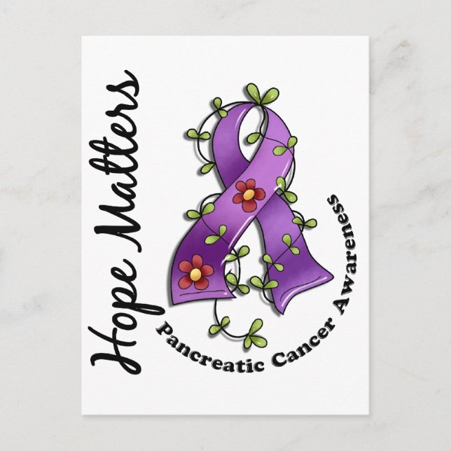 Carte Postale Ruban Fleur 4 Hope Matters Cancer Pancréatique (Devant)