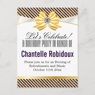 Carte Postale Ruban jaune avec motif Damas Variation