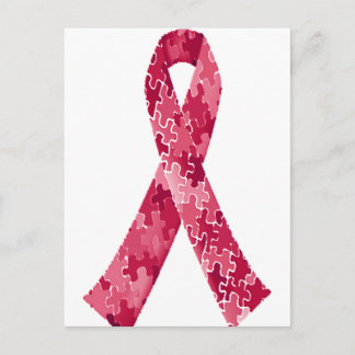 Carte Postale Ruban Motif de puzzle rouge