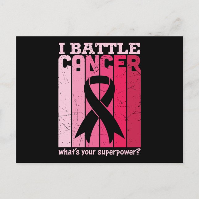 Carte Postale Ruban rose Bataille Cancer Survivant Soutien Guerr (Devant)