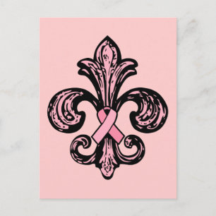 Carte Postale Ruban rose Fleur de lis