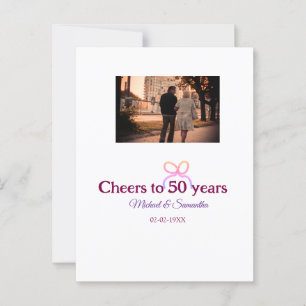 Carte Postale Ruban rose pour 50 ans de mariage 