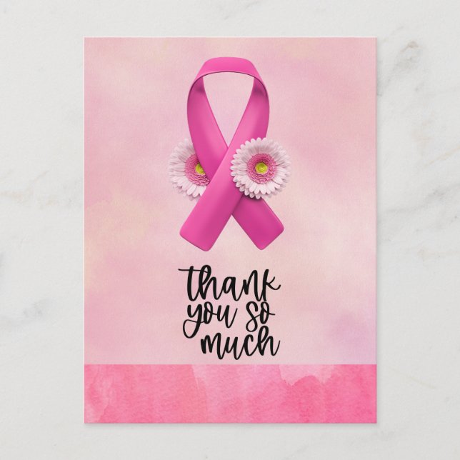 Carte Postale Ruban rose Sensibilisation au cancer du sein avec  (Devant)