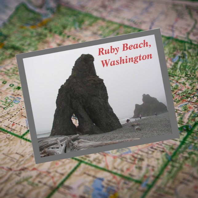 Carte Postale Ruby Beach, Washington Photo de voyage (In Situ Map)