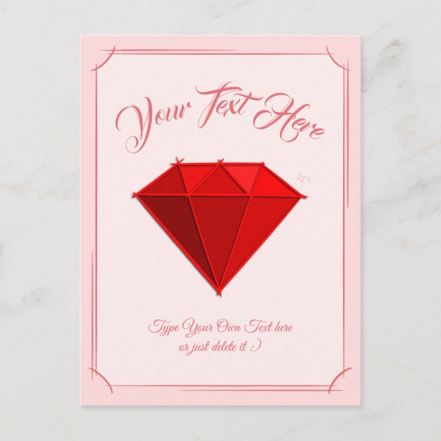 Carte Postale Ruby Gemstone. Bijouterie. 40 Anniversaire du Mari (Devant)