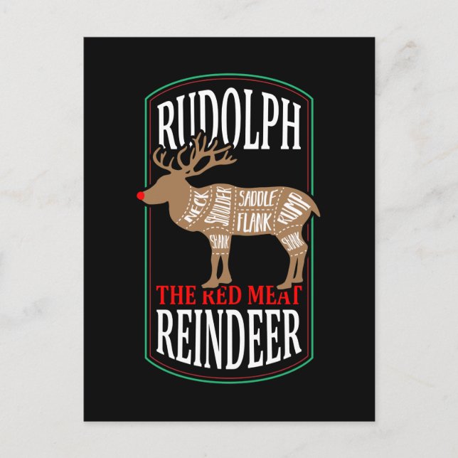 Carte Postale Rudolph Le Renne De Viande Rouge (Devant)