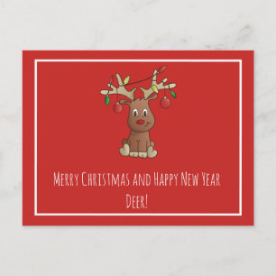 Carte Postale Rudolph, renne à nez rouge