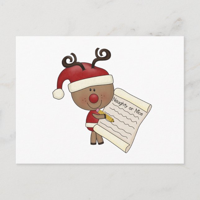 Carte Postale Rudy Reindeer Naughty ou Nic (Devant)