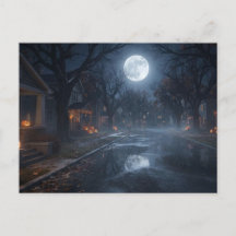 Rue de banlieue liminaire la nuit d'Halloween